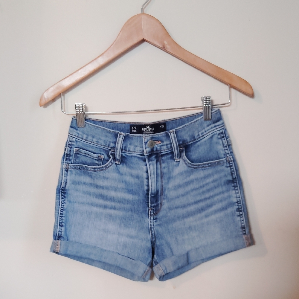 Hollister Blue Jean Shorts with Cuffed Hem